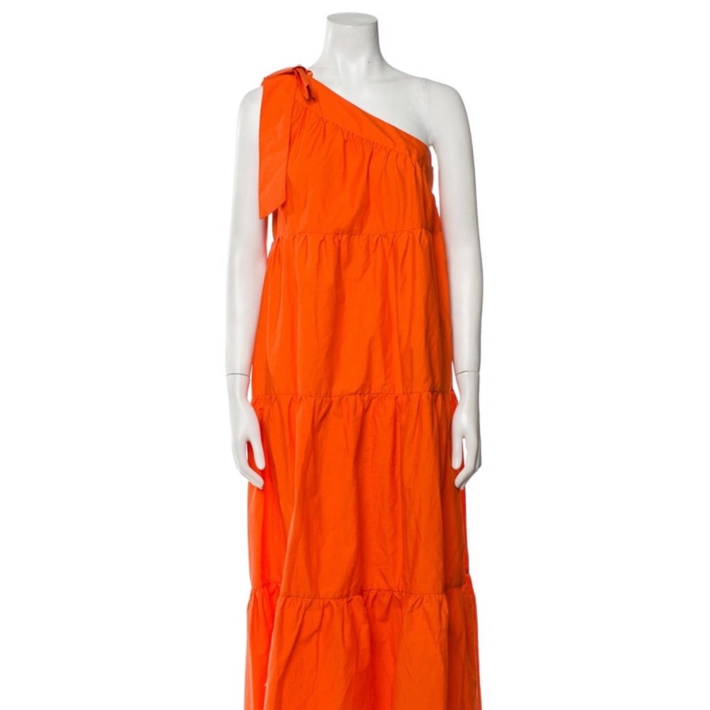 Orange One-Shoulder Dress vacation wear